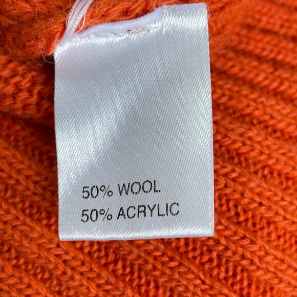 Anthropologie Hekla & Co Wool Blend Burnt Orange Cable Knit Cowl Neck Sweater S - Picture 11 of 13